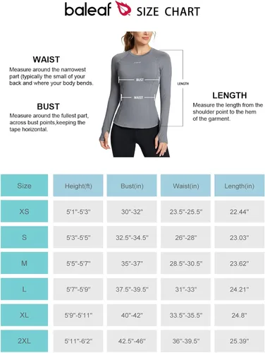 Miniatura 7 de BALEAF Women's Long Sleeve Workout Tops Compression Running Shirts Fitted Athletic Warm Thumbholes Quick Dry Stretch Yoga