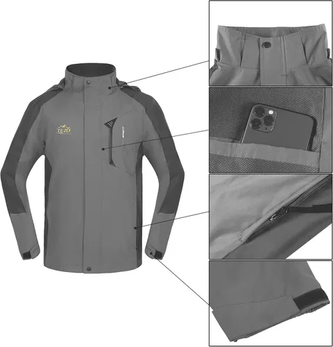 Miniatura 3 de TEZO Chaqueta impermeable para hombre, con capucha, rompevientos ligera