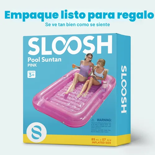 Miniatura 9 de SLOOSH Flotador inflable para adultos, con almohada, 216 x 145 cm, 4 en 1: balsa estilo tina bronceadora, camastro para tomar el sol, para fiestas