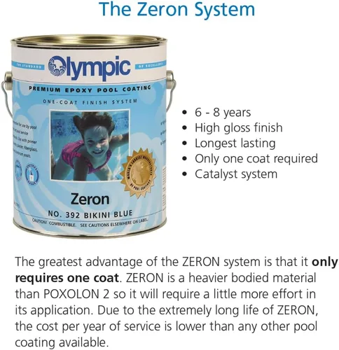 Miniatura 3 de Pintura para piscina olímpica - Zeron - Azul Bikini - 1 galón - pintura epoxi de dos partes para piscina - una capa para piscinas de yeso, fibra