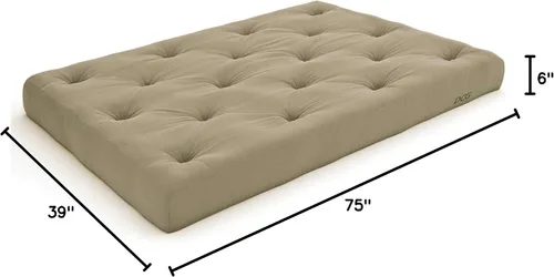 Miniatura 2 de Nirvana Futons Colchón cómodo de futón individual de 6 pulgadas, sarga caqui, fabricado en Estados Unidos Caqui (Khaki Twill)