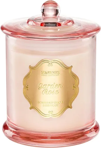 M&SENSE Velas de rosas aromáticas para el hogar, velas de soja orgánicas, no tóxicas, sin hollín, vela en tarro grande de 12.7 onzas, 75 horas de