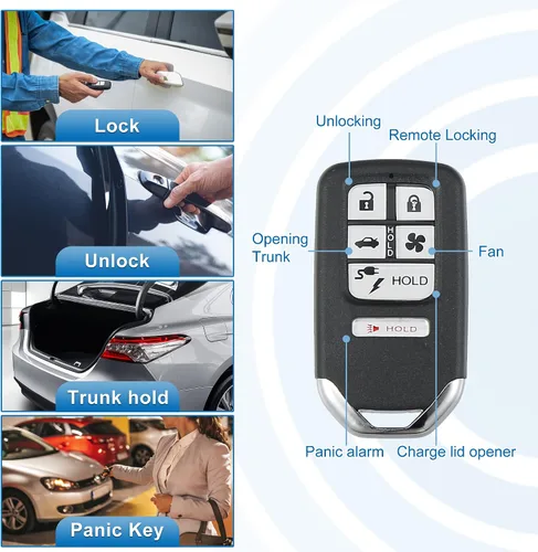 Miniatura 3 de X AUTOHAUX Llavero de repuesto para automóvil de 6 botones sin llave, control remoto, llavero inteligente de proximidad KR5V2X para Honda Clarity