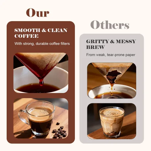 Miniatura 4 de YQL 400 filtros de café, papel de filtro de cono marrón natural tamaño 02 compatible con máquinas de goteo y cafeteras para verter sobre cafeteras