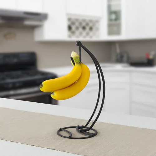 Miniatura 5 de Home Basics Soporte de acero para árbol de plátano, resistente a la corrosión, evita moretones, base circular, acabado satinado negro