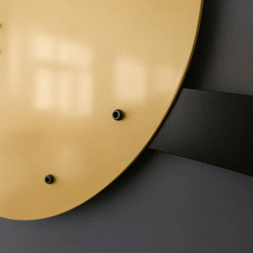 Miniatura 4 de pluviart Reloj de pared geométrico dorado y negro, reloj de metal silencioso grande, arte de pared moderno de mediados de siglo para sala de estar