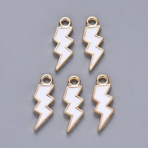 Miniatura 2 de DanLingJewelry 100 dijes de destello blanco esmaltado, dijes de relámpago para hacer joyas 100pcs-Flash Blanco