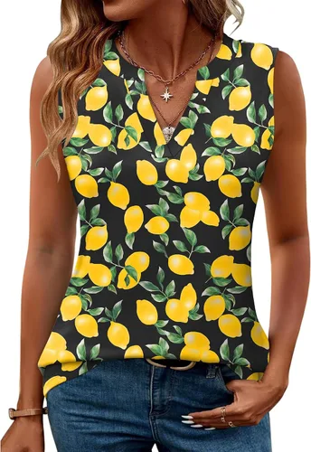 Miniatura 41 de Romanstii Camisas sin mangas para mujer, estilo casual, de verano, cuello en V, blusas elegantes, túnica