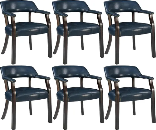 Miniatura 10 de Sillas de comedor con tapizados y brazos, silla de escritorio de oficina con remaches de metal. Sillas de capitán de jefe de PU, taburetes