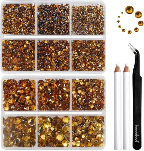 Miniatura 11 de Beadsland 8300 diamantes de imitación con parte trasera plana, diamantes de imitación redondos de cristal azules para manualidades, mezcla de 10