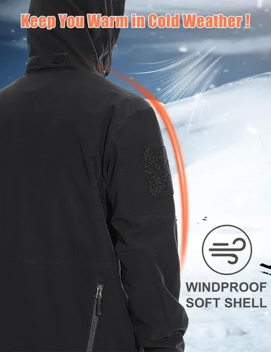 Miniatura 5 de MAGCOMSEN - Chaqueta táctica con capucha para hombre, impermeable, suave, abrigo de invierno