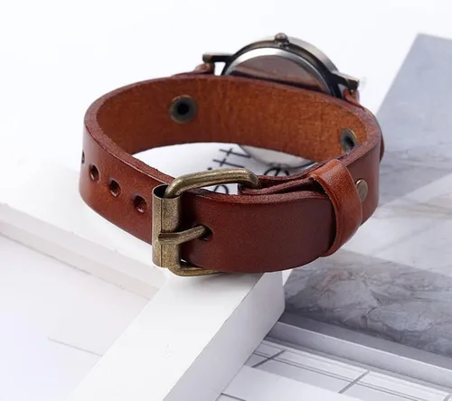 Miniatura 3 de MINILUJIA Relojes hechos a mano para mujer, vintage, punk, hip-hop, gótico, de cuero suave, brazalete de moda, reloj de pulsera para señora, esfera