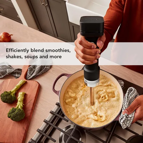Miniatura 4 de KitchenAid Batidora de mano inalámbrica Go con accesorios: la batería se vende por separado, KHBRV05, negro mate