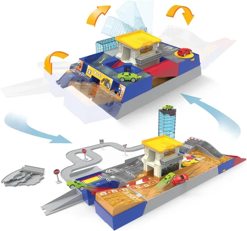 Miniatura 11 de Driven by Battat – Juego de pista de carreras plegable de 84 piezas con 6 autos mini – Incluye auto de carreras, camión monstruo y accesorios