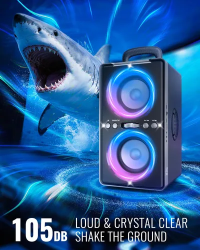 Miniatura 9 de YIER Altavoz Bluetooth, altavoz de fiesta de pico de 240 W con graves grandes, tiempo de reproducción de 20 horas, TWS, BT5.3, caja de auge