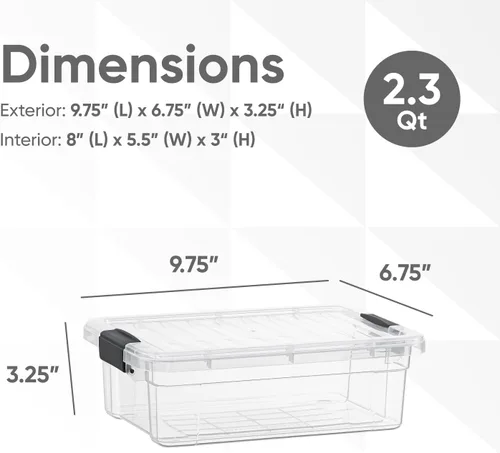 Miniatura 2 de Superio Cajas de almacenamiento transparentes con tapas, contenedores de plástico de 2.5 cuartos de galón para organizar, cajas apilables, sin BPA