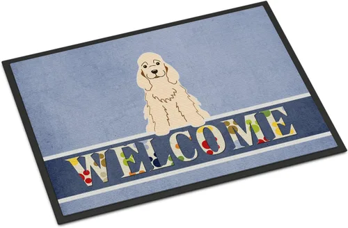 Caroline's Treasures BB5675MAT Cocker Spaniel Buff - Felpudo de bienvenida de 18 x 27 pulgadas, para interiores y exteriores, para entrada,