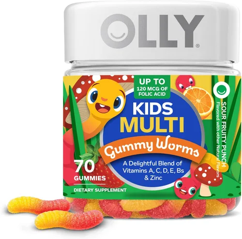 OLLY - Gusanos de goma multivitamínicos para niños, salud general y apoyo inmunológico, vitaminas y minerales A, C, D, E, Bs y zinc, suplemento