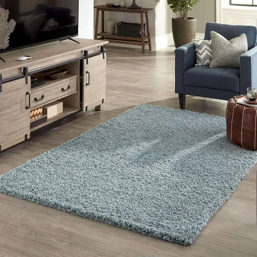 Miniatura 16 de Unique Loom Zuniga Solid Shag Collection alfombra moderna de felpa negra de área (7' 0 x 10' 0)