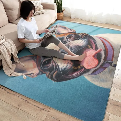 Miniatura 4 de Alfombras lavables para sala de estar, dormitorio, alfombra de bulldog francés y decoración del hogar, alfombra divertida para perros de 5 x 8 pies
