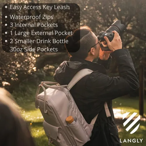 Miniatura 5 de LANGLY Mochila para cámara Sierra: una mochila fotográfica moderna y fácil de viajar, compatible con portátiles de 18 pulgadas y con todo
