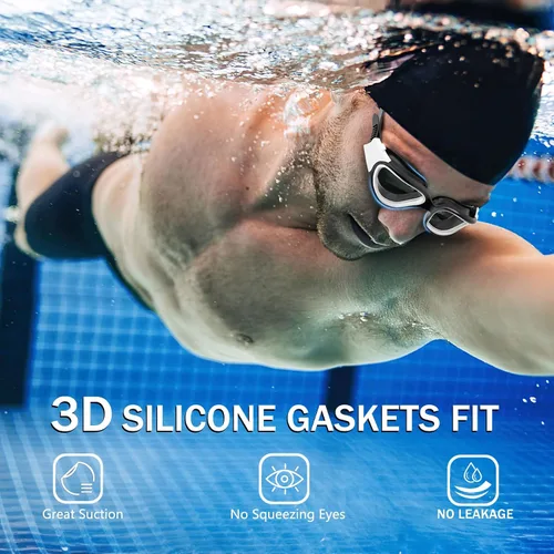 Miniatura 2 de Paquete de 2 gafas de natación, diez veces mayor de larga duración, anti niebla, gafas de natación para adultos, hombres y mujeres, sin fugas, clip