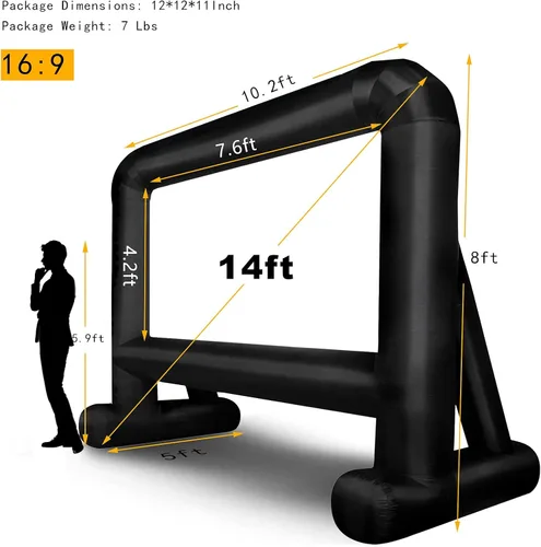 Miniatura 2 de OUTTOY Pantalla de Película Inflable de 14 Pies Mega Pantalla de Proyección de Película para Exteriores, Antiarrugas