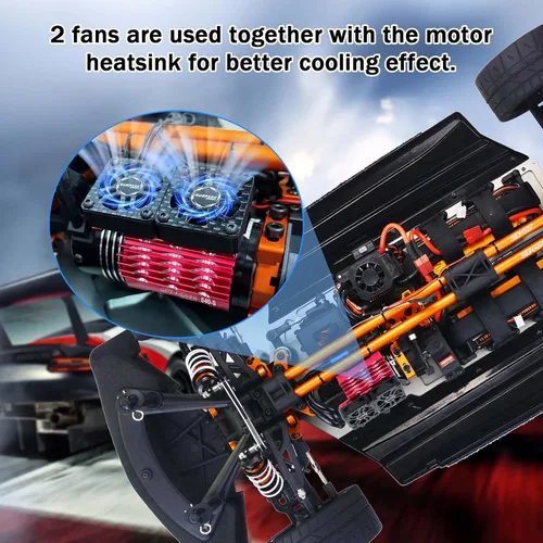 Miniatura 6 de Surpass Hobby - Ventiladores de refrigeración RC de 1.575 pulgadas, 16000 RPM de alto RPM, ventilador de motor de automóvil RC para 1/8 1/10 RC Car