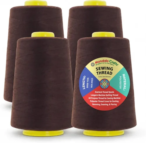 Miniatura 18 de Mandala Crafts 4 Pack of Serger Threads Cones Spools - 20S/2 24000 Yards Polyester Baby Blue Threads for Sergers Machine and Overlock Quilting