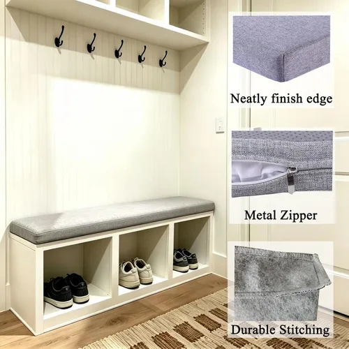Miniatura 4 de Cojín de banco de piano de 32 x 12 pulgadas para almacenamiento de zapatos en interiores con lazos, antideslizante, para mesa de picnic y asiento