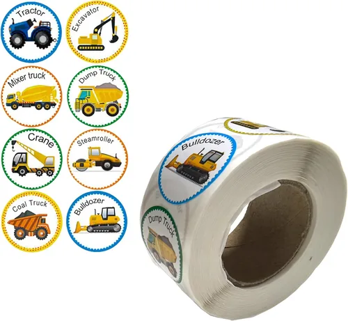 Miniatura 2 de Calcomanías de Rollo de Vehículos para Niños Maestros 500 Piezas Redondas de Camión y Carro Calcomanías de Recompensa para Niños Suministros