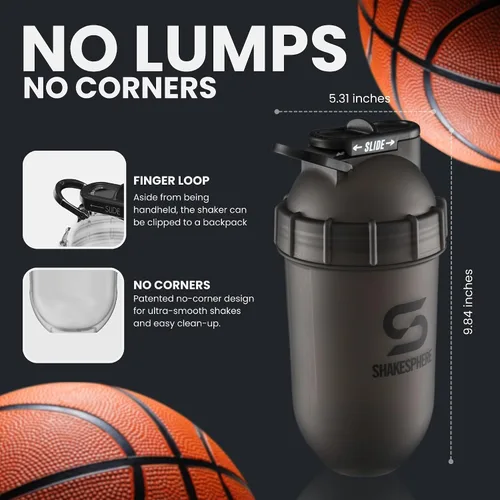 Miniatura 4 de SHAKESPHERE Botella mezcladora - Botella mezcladora de proteínas a prueba de fugas de 24 oz para antes del entrenamiento, batidos y mezclas de Negro