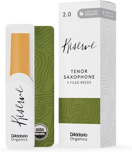 D'Addario Organic Reserve - Cañas para saxofón tenor, selladas individualmente, fuerza 2.0, paquete de 5