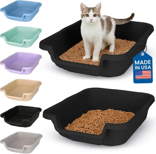 Miniatura 27 de KittyGoHere - Caja de arena para gatos mayores, sartén pequeña con cuchara jumbo de mango largo, caja de arena para gatos de entrada baja, ligera
