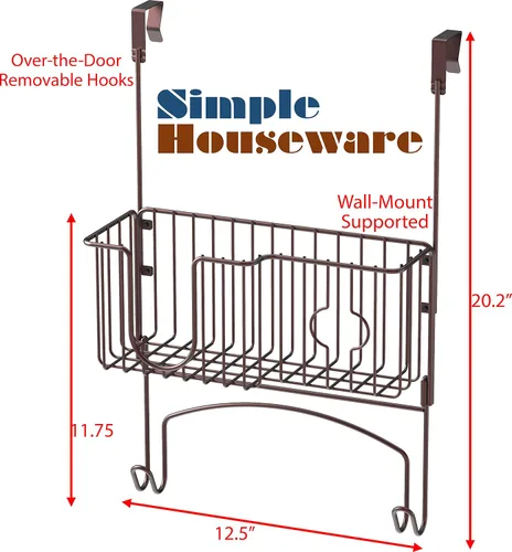 Miniatura 2 de Simple Houseware Soporte para tabla de planchar sobre la puerta/montaje en pared, bronce