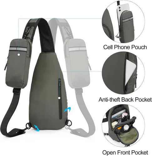 Miniatura 4 de CLUCI Bandolera para hombre, bandolera, cangurera, mochila para el pecho, multiusos para viajes, senderismo, ciclismo, camping, 0-1 Verde