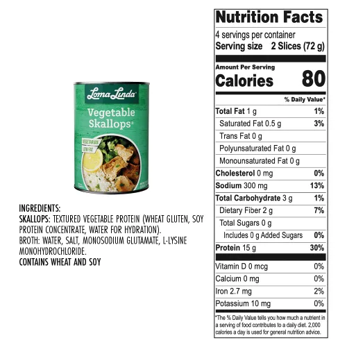 Miniatura 2 de Loma Linda - A base de plantas (Vegetable Skallops® (15 oz.)