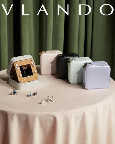 Miniatura 8 de Vlando Joyero de viaje pequeño de terciopelo de felpa, mini joyero portátil para mujeres, niñas, anillos, aretes, collares, pulseras, caja