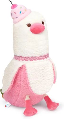Miniatura 18 de PEACH CAT Peluche de pato de plátano con moño, peluche romántico de 12 pulgadas, almohada de felpa para abrazar, regalo de peluche para novia, Arco