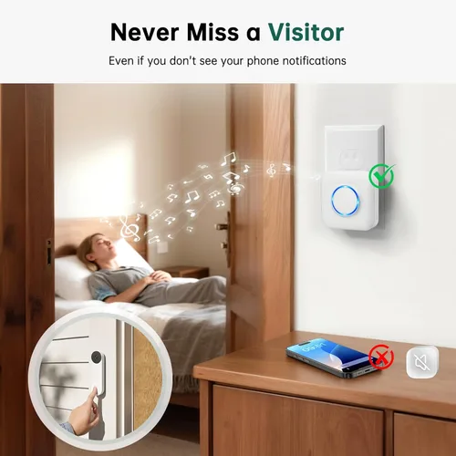 Miniatura 2 de Timbre inalámbrico – Compatible con Google Nest Doorbell (cableado, 2ª generación y 3ª generación) y Google Nest Doorbell (batería) con transmisor