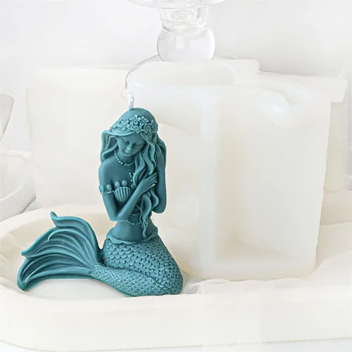 Miniatura 3 de Grainrain Moldes de silicona para velas de sirena para hacer velas, cera y jabón, moldes de silicona para velas moldes de jabones crean velas 3D