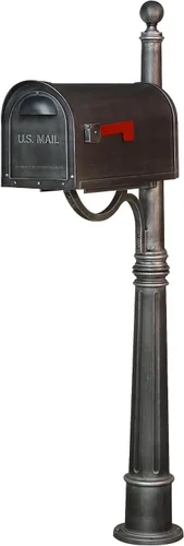 Miniatura 11 de Buzón clásico con poste de aluminio, buzón negro con poste Ashland - SCC-1008_SPK-600-BLK