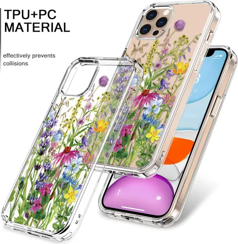 Miniatura 3 de bicol Funda para iPhone 11 Pro con Protector de Pantalla y Protector de Lente de Cámara - Diseños de Flores Florales de Moda para Mujeres y Niñas