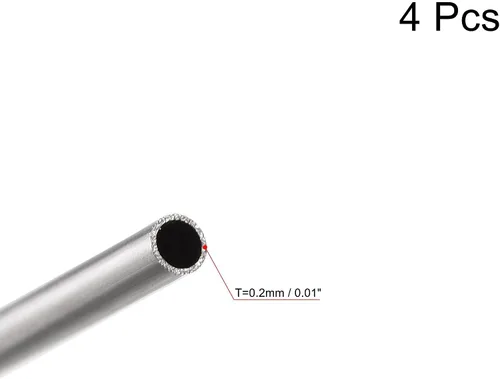 Miniatura 3 de uxcell Tubo redondo de acero inoxidable 304 0.079 in OD 0.008 in espesor de pared 11.811 in longitud 4 piezas