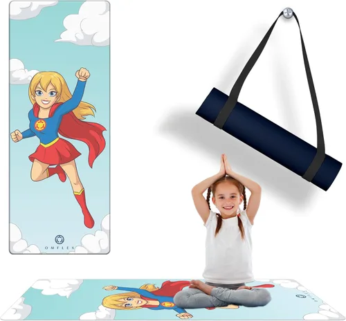 Alfombrillas de yoga prémium para niños, tapetes de ejercicio, tapetes de juego con correa de transporte, alfombrillas antideslizantes de 60 x 24