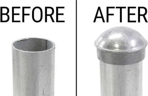 Miniatura 5 de Valla de eslabones de cadena de 1 5/8 pulgadas, cúpula redonda para postes externos, tapas de aluminio fundido a presión, tapas de eslabones