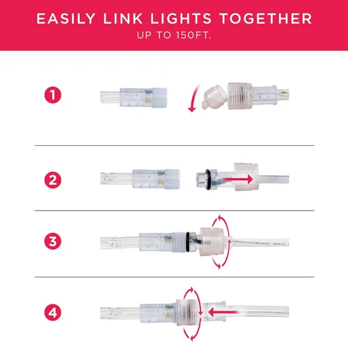 Miniatura 5 de Luces de cuerda LED UltraPro, cuerda clara clásica de 50 pies, luz blanca cálida 3000K, para interior/exterior, flexible, enlazable, duradera, luces
