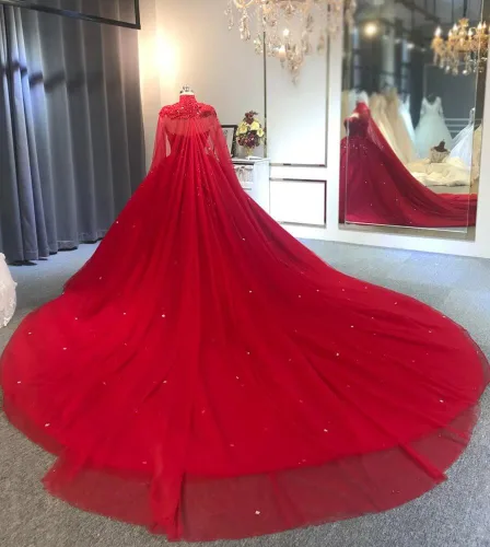 Miniatura 2 de Vestidos de quinceañera de tul hinchado para mujer con capa de encaje y lentejuelas, vestidos de baile de novia con cuentas para dulces 15 16