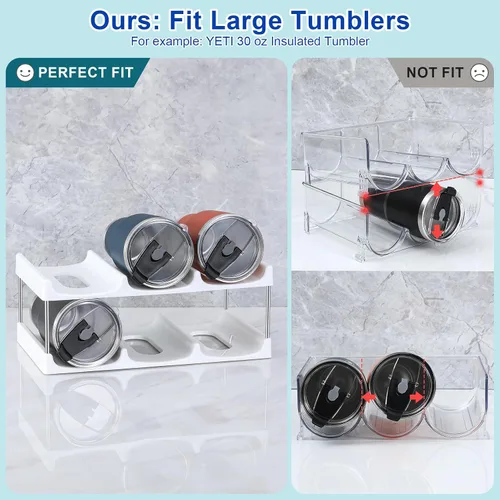 Miniatura 3 de LANDNEOO Soporte organizador apilable para botellas de agua, para la organización de vasos grandes de Stanley y otros, estante de plástico blanco