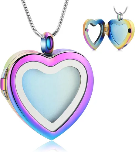 Miniatura 50 de constantlife Joyería de cremación para cenizas – Colgante de corazón conmemorativo collar de urna conmemorativa soporte para cenizas de acero